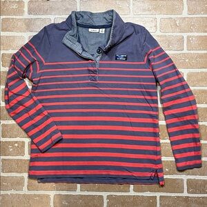 LL Bean Women’s Medium Rugby stripe pullover chambray cotton